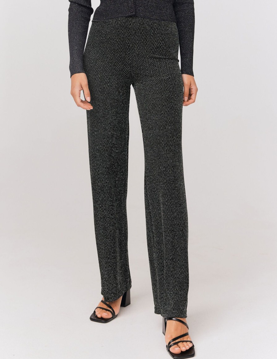 Femme BZB Pantalon | Pantalon Paillete Noir