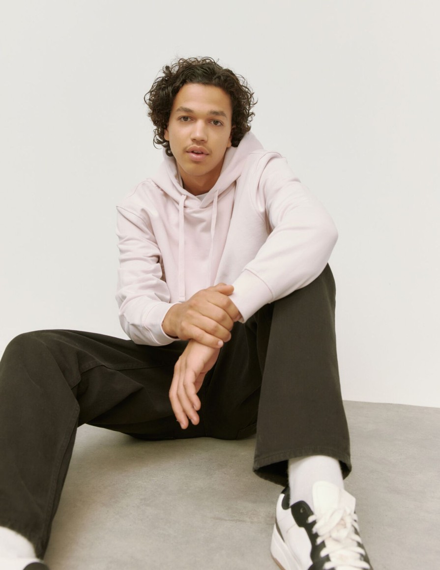 Homme BZB Sweat | Sweat A Capuche Brode Rose Pale