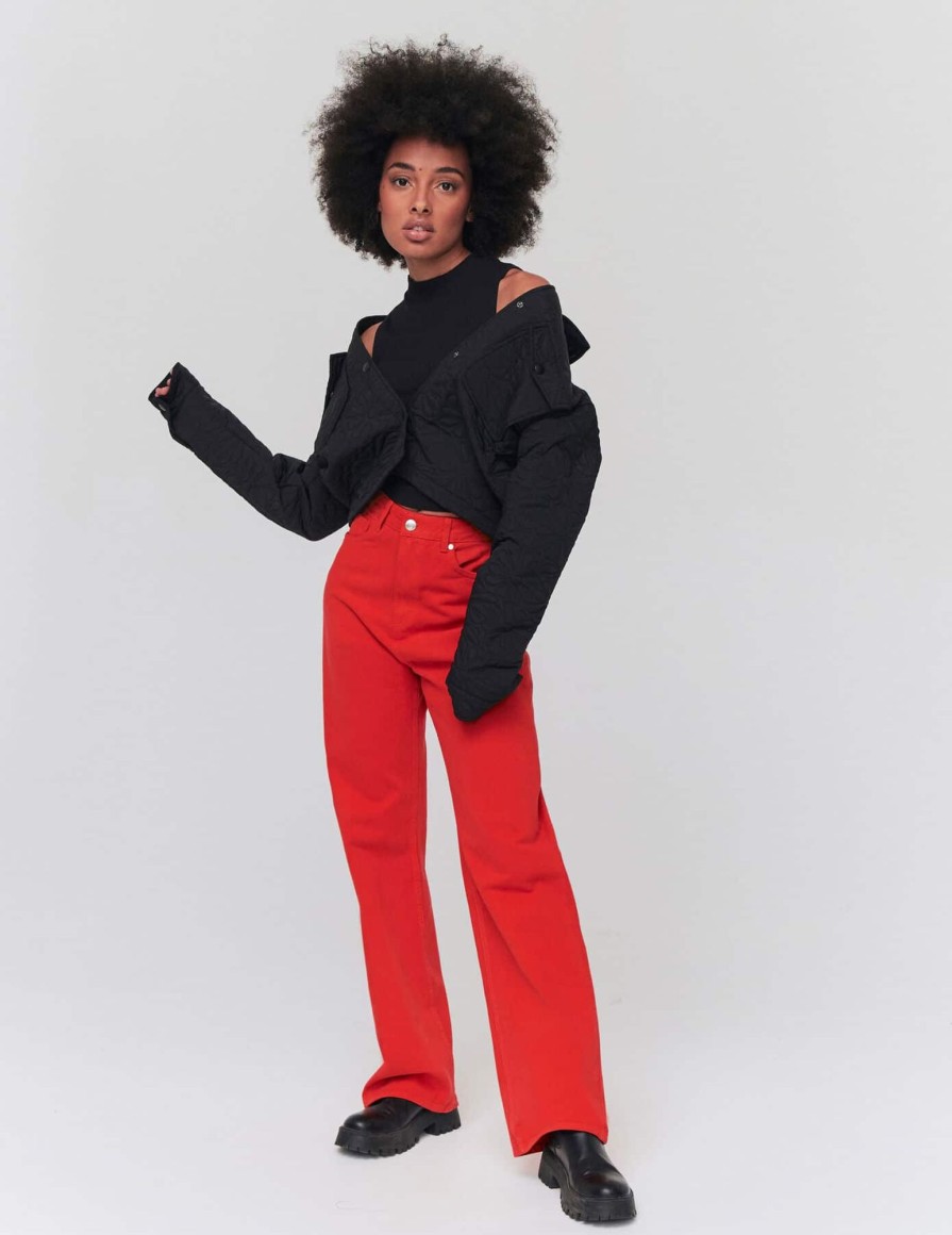 Femme BZB Jeans | Jean Straight Couleur Rouge