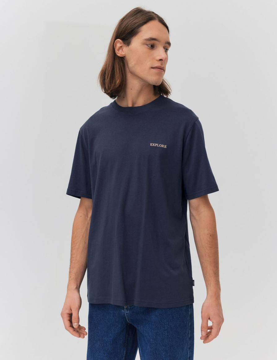 Homme BZB Tee-Shirt | T-Shirt Brode Bleu Fonce