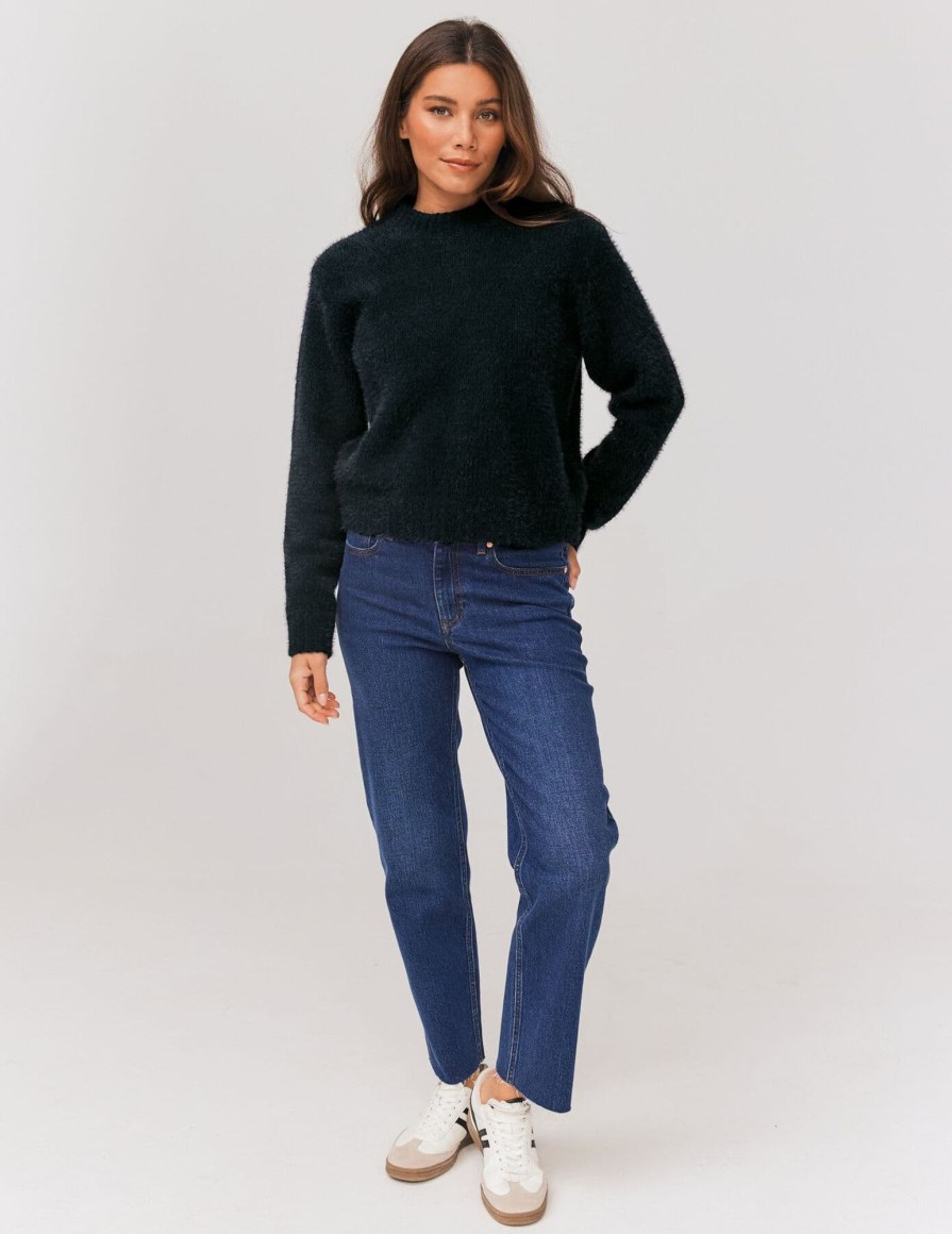 Femme BZB Pull | Pull Maille Col Rond Bleu Fonce