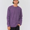 Homme BZB Tee-Shirt | T-Shirt Manches Longues Effet Delave Violet