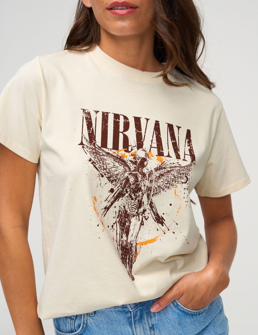 Femme BZB Tee-Shirt & Polo | T-Shirt Licence Nirvana Naturel