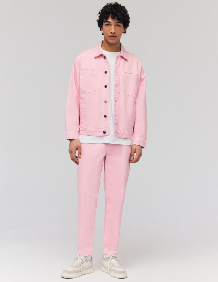 Homme BZB Jeans | Jean Relaxed De Couleur Rose Pale