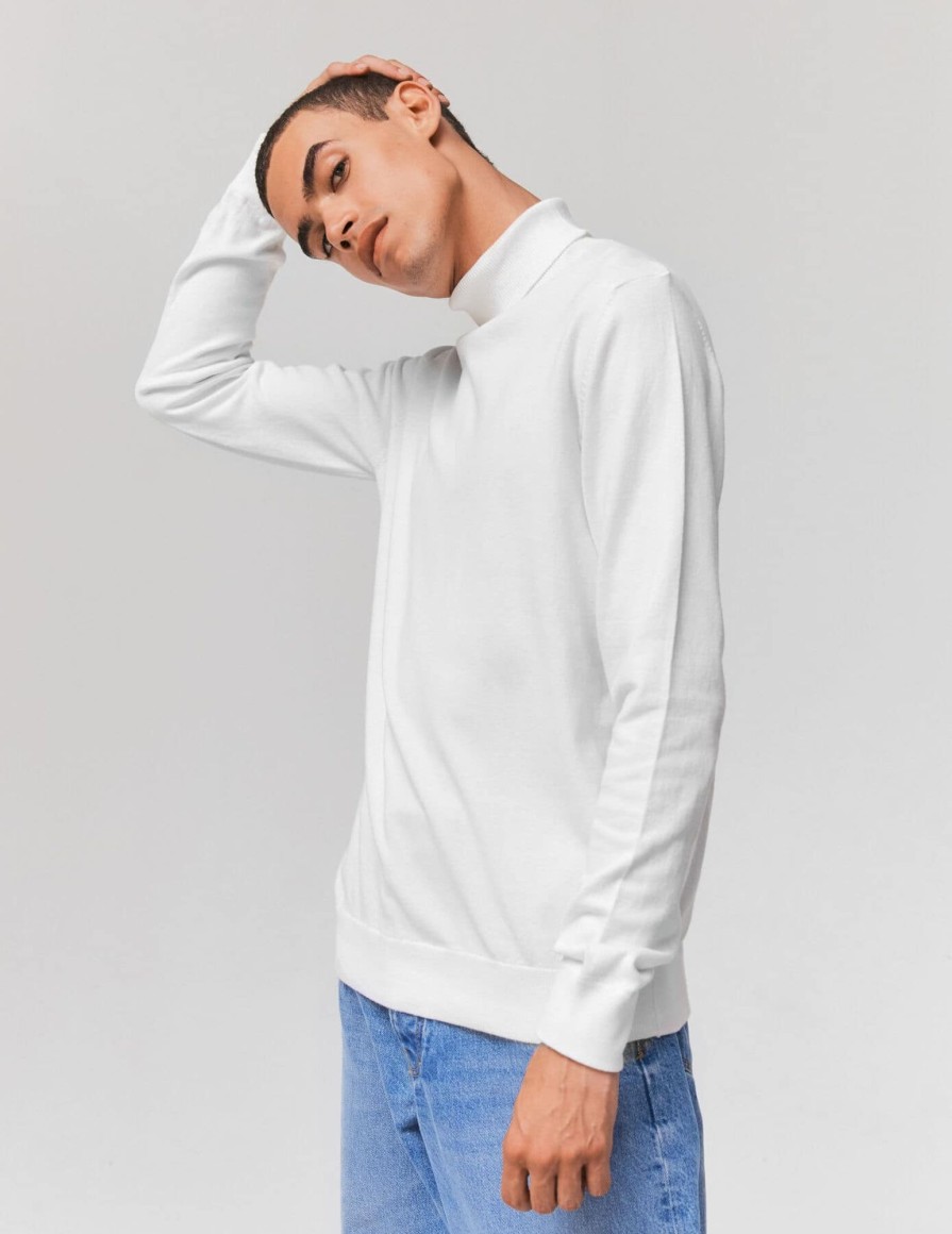 Homme BZB Pull | Pull Col Roule Blanc Casse