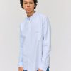 Homme BZB Chemise | Chemise Rayee Bicolore Bleu Clair