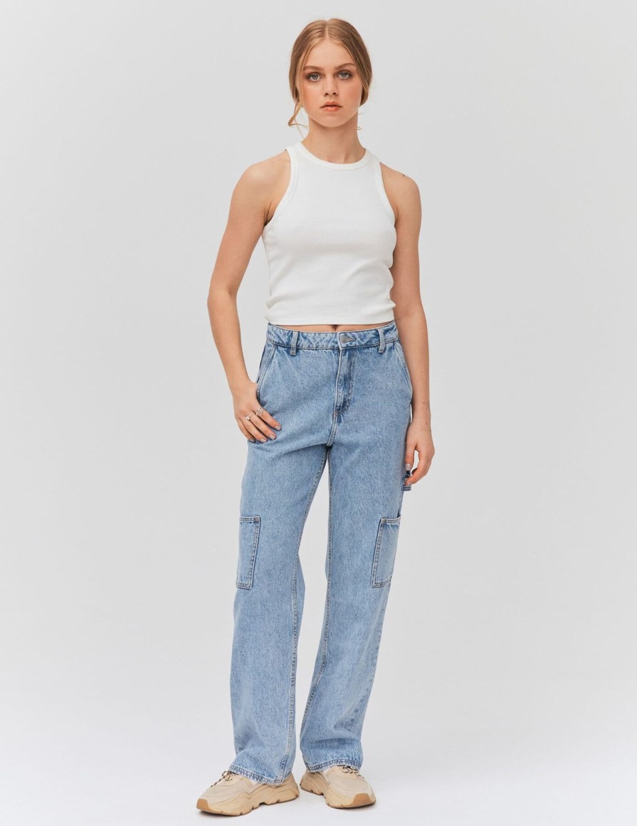 Femme BZB Jeans | Jean Cargo Bleu Clair