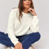 Femme BZB Pull | Pull Maille Col Rond Blanc