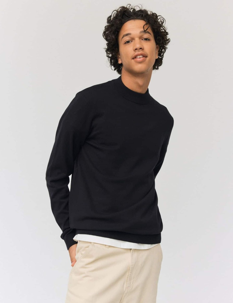 Homme BZB Pull | Pull Col Montant Noir