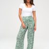 Femme BZB Pantalon | Pantalon Fluide Imprime Vert