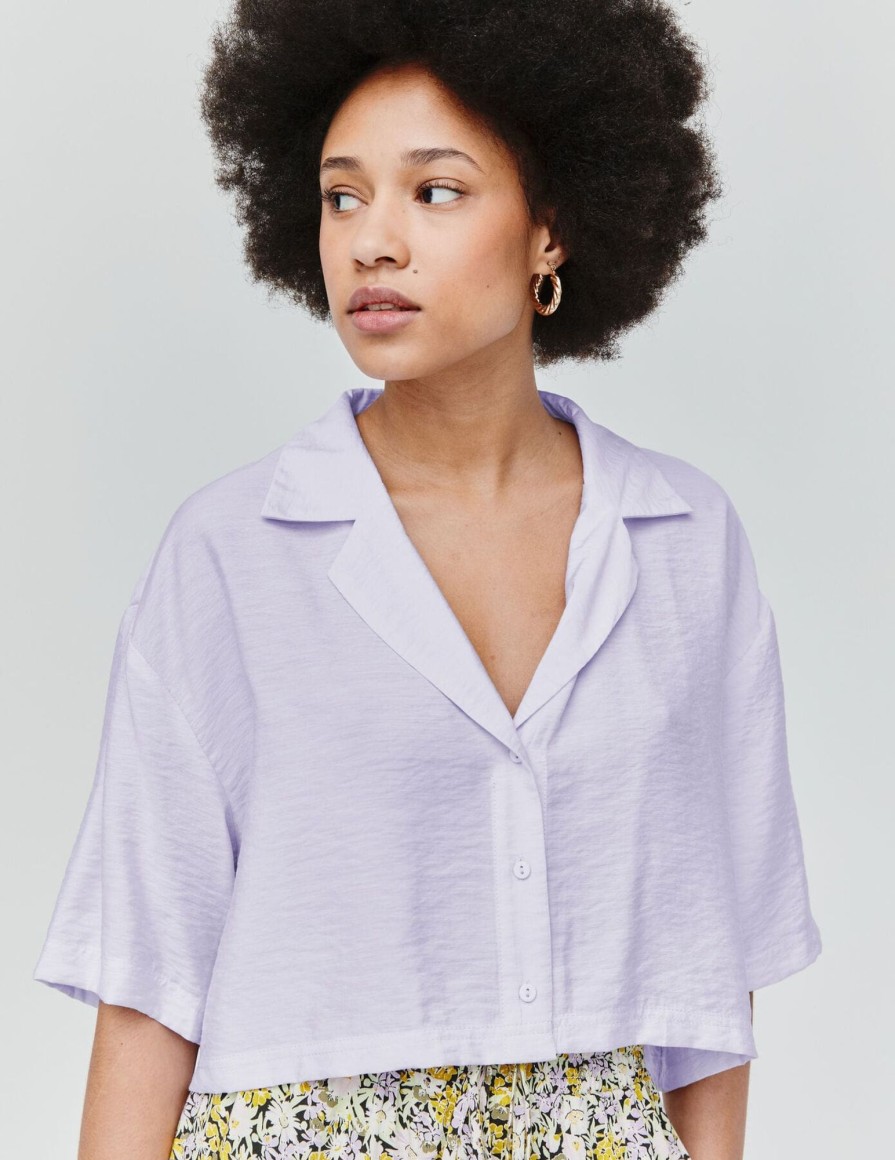 Femme BZB Chemise & Blouse | Chemise Satinee Boxy Violet