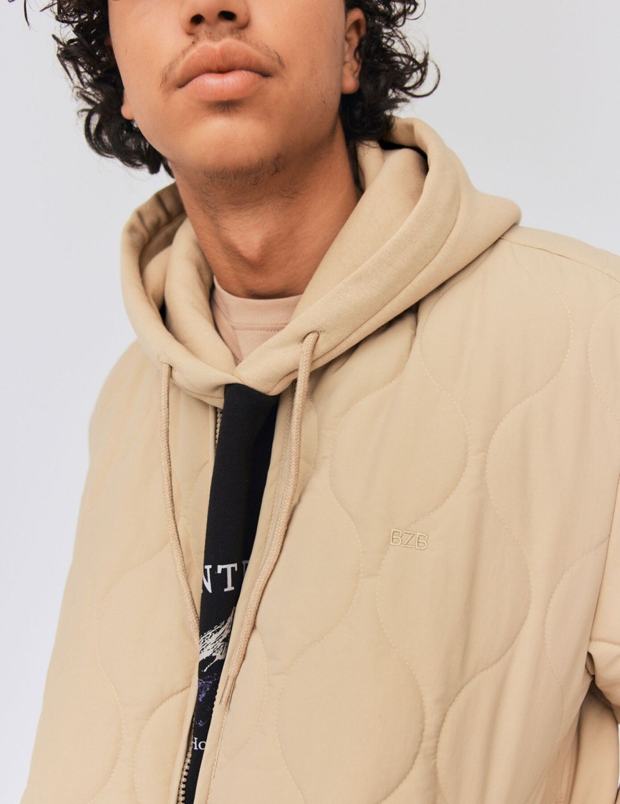 Homme BZB Veste & Blouson | Blouson Bomber Matelasse Beige