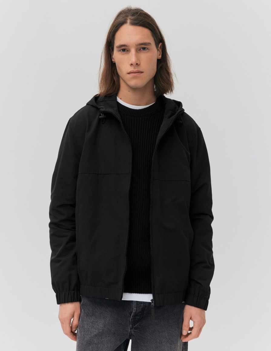 Homme BZB Veste & Blouson | Blouson Zippe A Capuche Noir