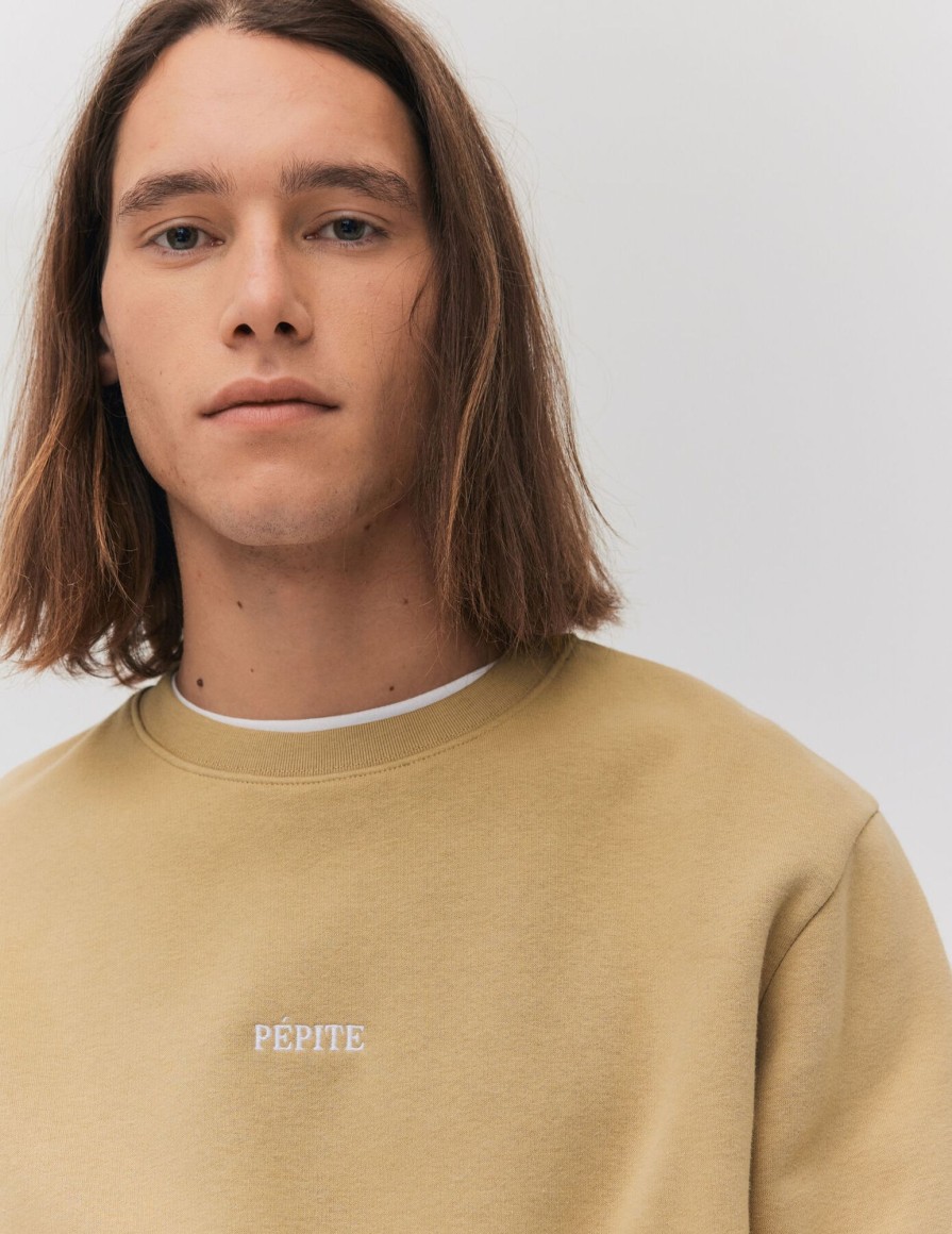 Homme BZB Sweat | Sweat Col Rond A Message Beige