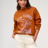 Femme BZB Sweat | Sweat Col Rond Oversize Imprime Camel