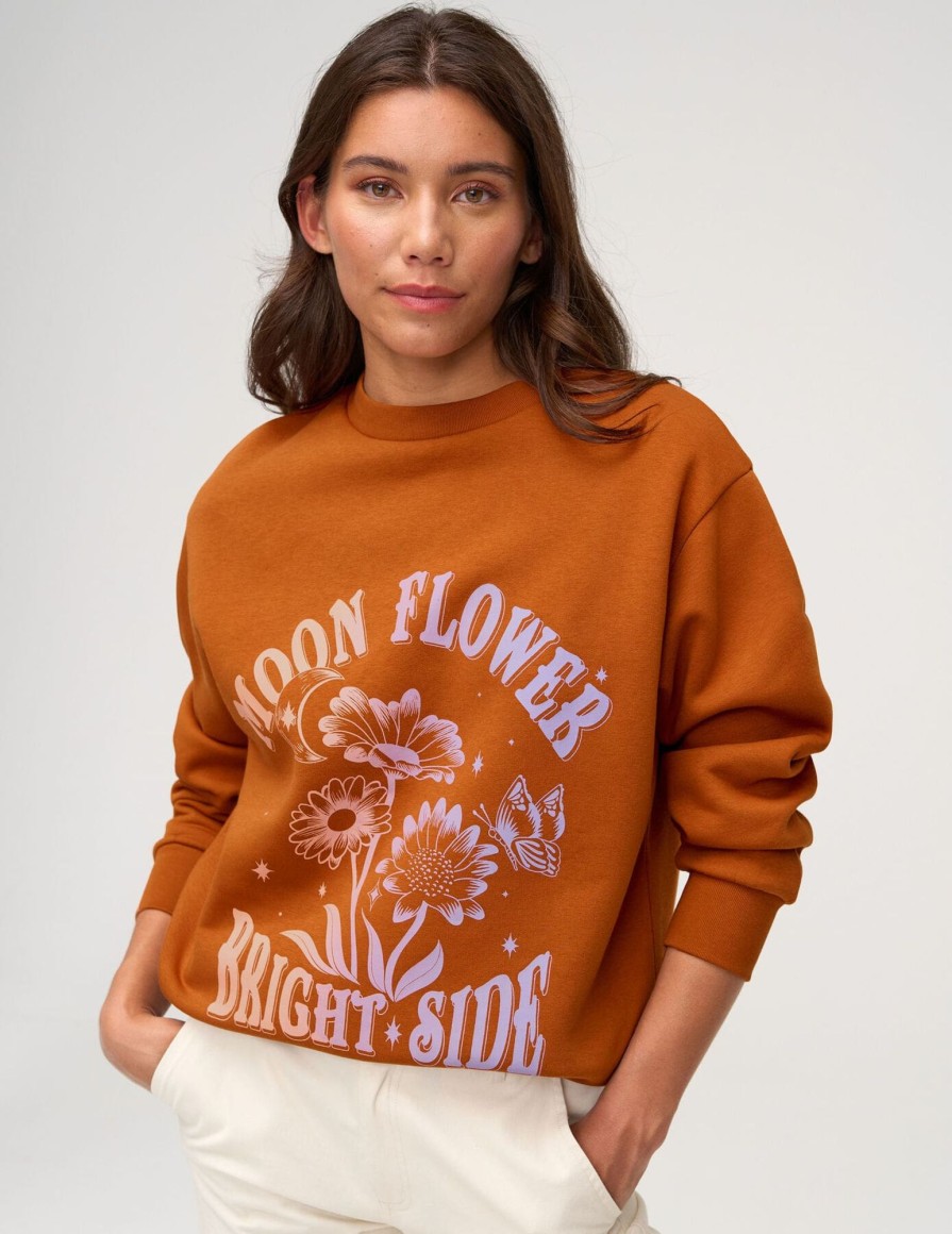 Femme BZB Sweat | Sweat Col Rond Oversize Imprime Camel