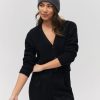 Femme BZB Gilet | Gilet Boutonne Uni Noir