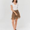 Femme BZB Jupe | Jupe Short Imprimee Marron