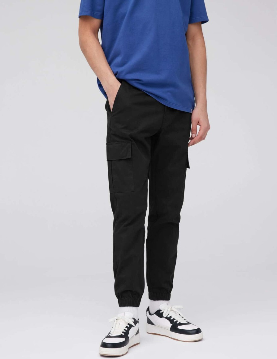 Homme BZB Pantalon | Pantalon Jogger Cargo Noir