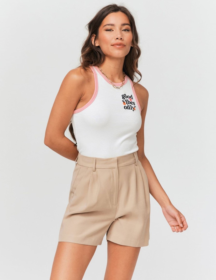 Femme BZB Short | Short Double Pinces Beige