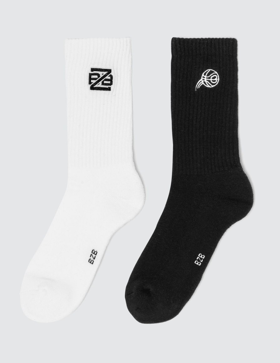 Homme BZB Chaussettes | Lot De 2 Paires De Chaussettes Fantaisies Blanc