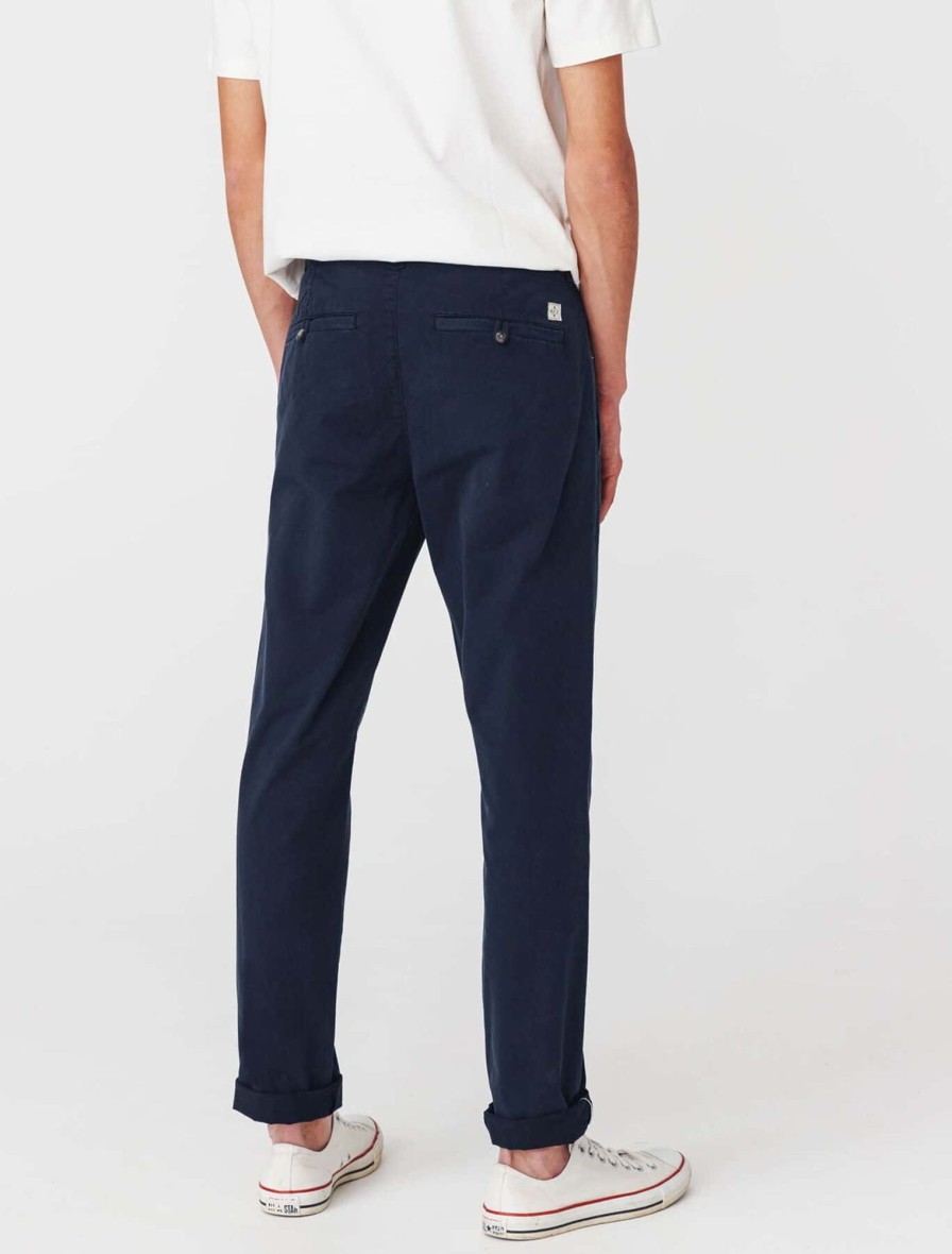 Homme BZB Pantalon | Pantalon Chino Ajuste En Coton Bio Bleu Marine