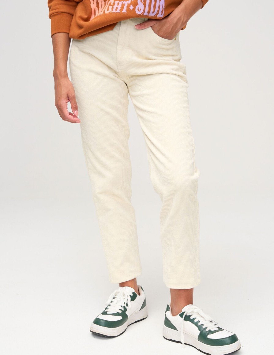 Femme BZB Pantalon | Pantalon Mom En Velours Naturel