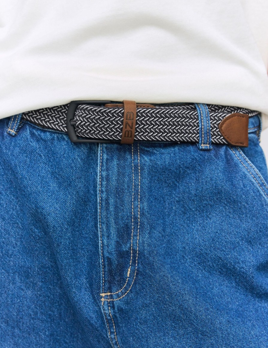 Homme BZB Ceinture | Ceinture Tressee Cole Bleu Fonce