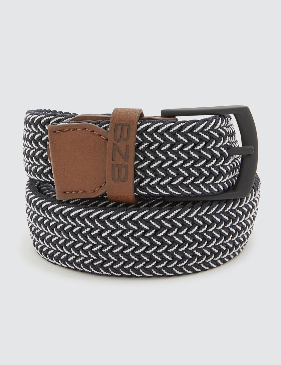 Homme BZB Ceinture | Ceinture Tressee Cole Bleu Fonce