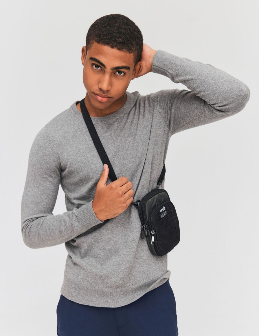 Homme BZB Pull | Pull Col Rond Fin Gris Fonce