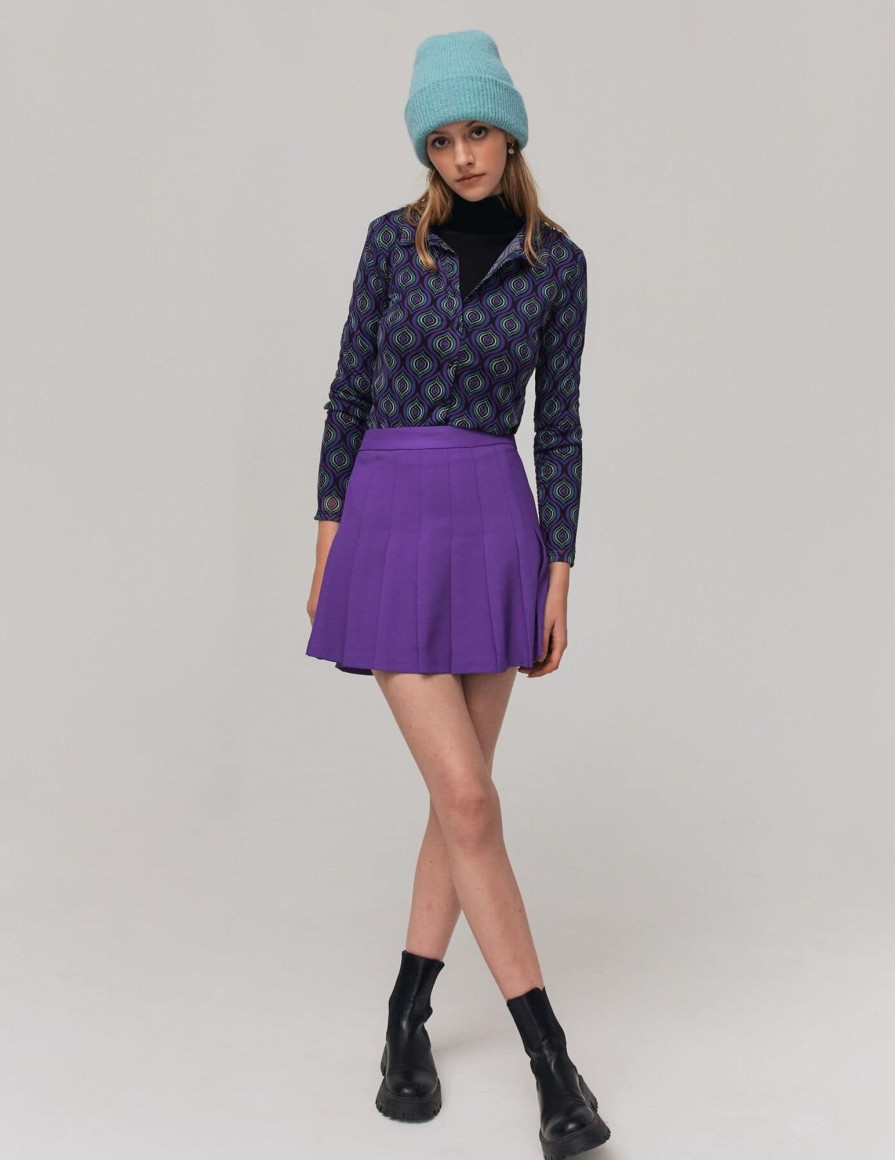 Femme BZB Jupe | Jupe Plissee Unie Violet