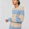 Homme BZB Pull | Pull Col Rond Maxi Rayures Bleu Clair