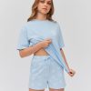 Femme BZB Sous-Vetements & Pyjama | Short Pyjama Imprime Bleu Clair