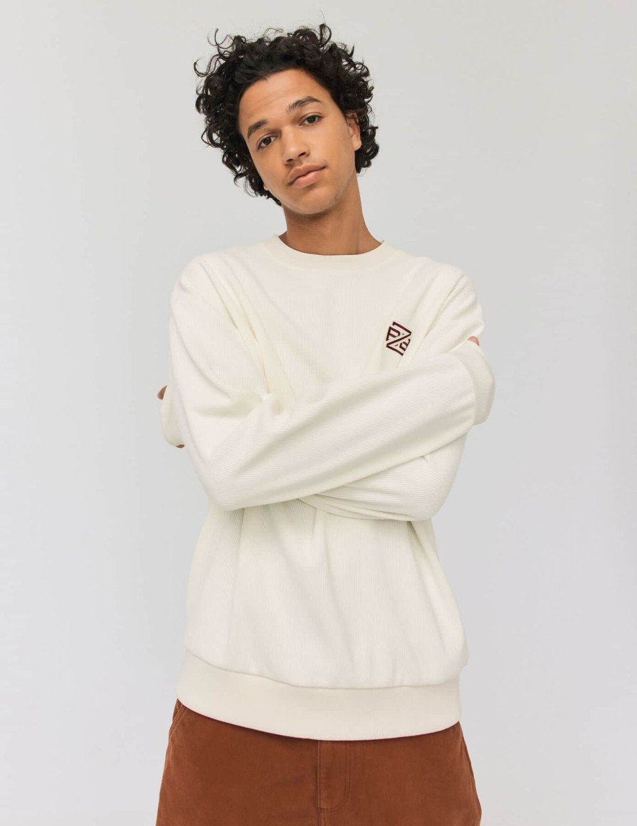 Homme BZB Sweat | Sweatshirt En Velours Blanc