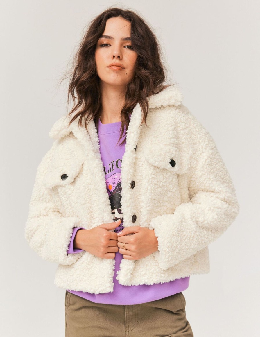 Femme BZB Veste & Blouson | Blouson Sherpa Blanc