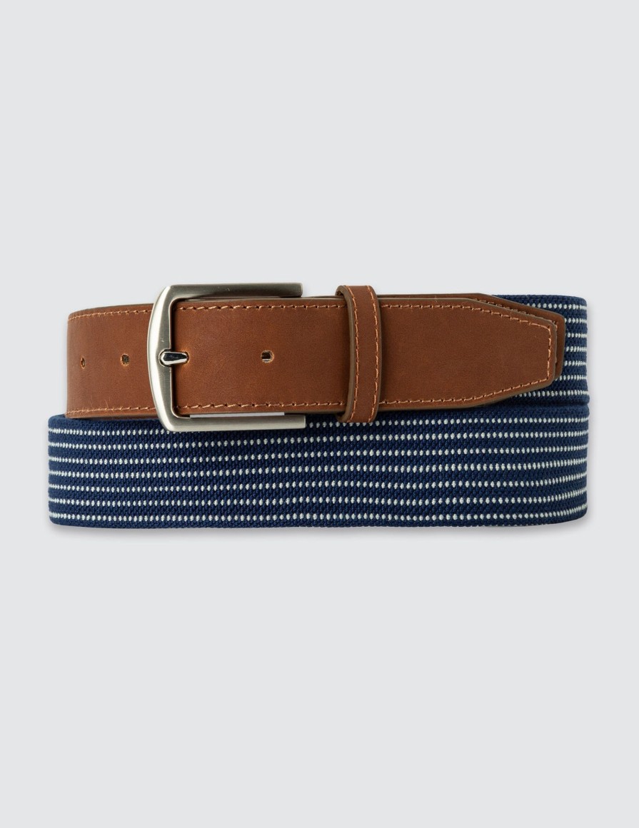 Homme BZB Ceinture | Ceinture Tressee Clem Bleu Fonce