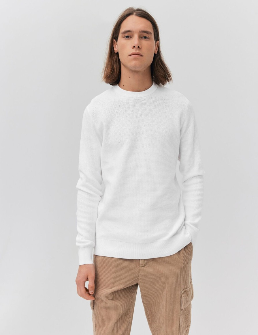 Homme BZB Pull | Pull Leger Col Rond Blanc