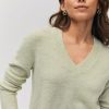 Femme BZB Pull | Pull Col V Uni Vert Clair