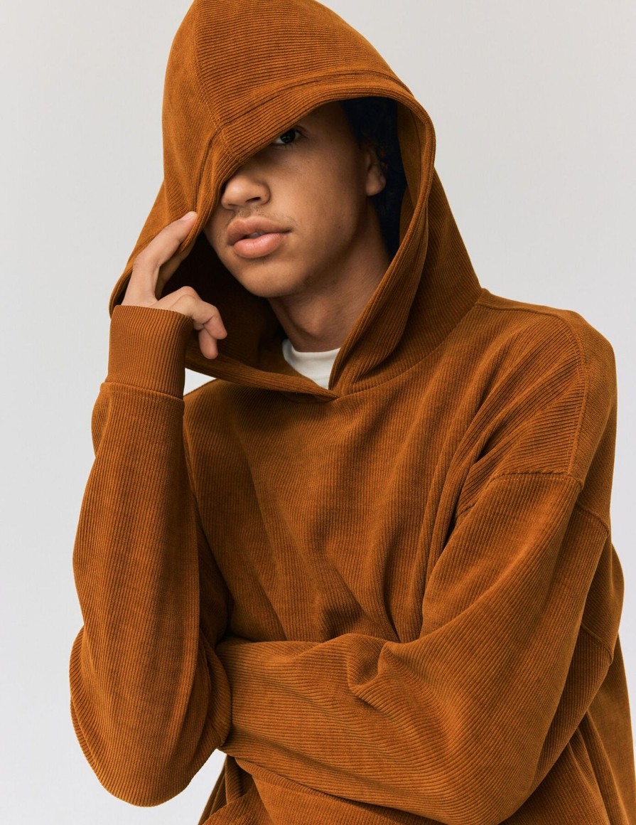 Homme BZB Sweat | Sweat Velours A Capuche Camel