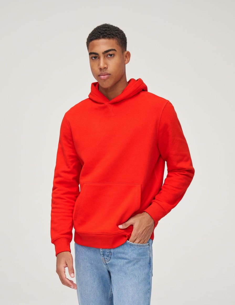 Homme BZB Sweat | Sweatshirt A Capuche Extra Doux Rouge