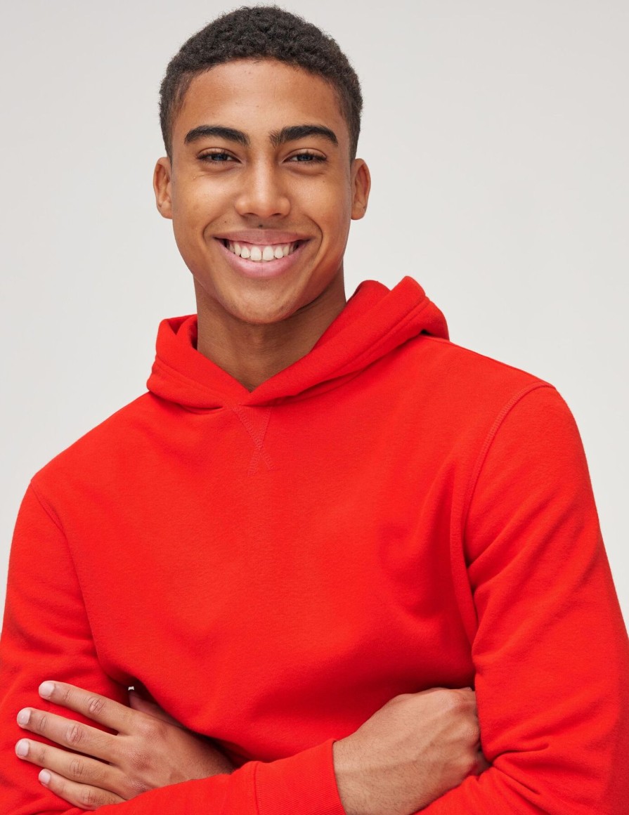 Homme BZB Sweat | Sweatshirt A Capuche Extra Doux Rouge