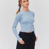 Femme BZB Gilet | Gilet Cotele Uni Bleu Clair