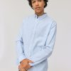 Homme BZB Chemise | Chemise Rayee Ajustee Bleu Clair