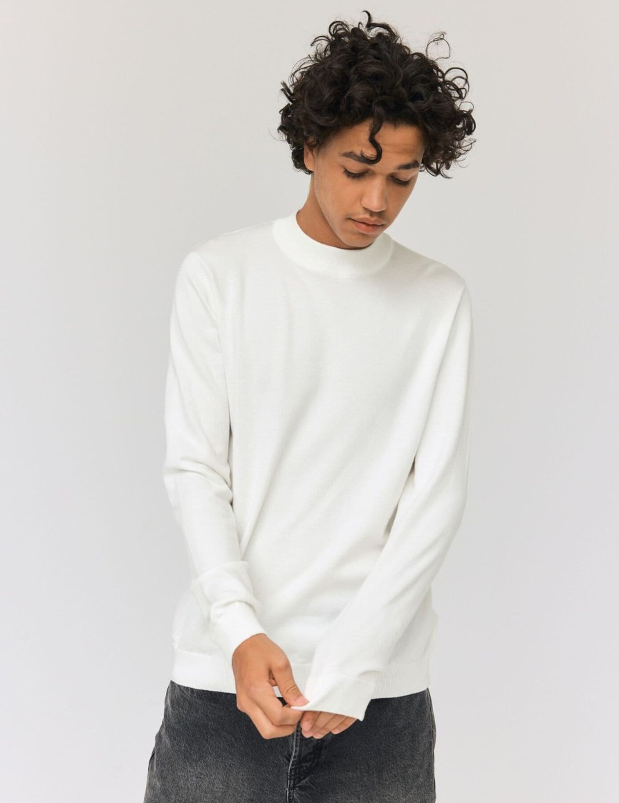 Homme BZB Pull | Pull Col Montant Blanc