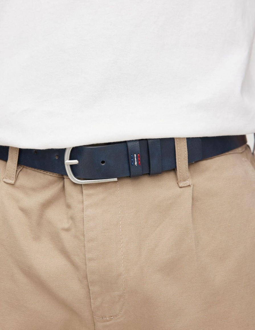 Homme BZB Ceinture | Ceinture A Boucle Bleu Fonce