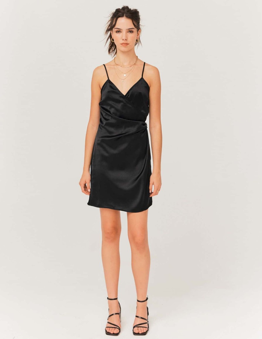 Femme BZB Robe | Robe Courte Portefeuille Noir