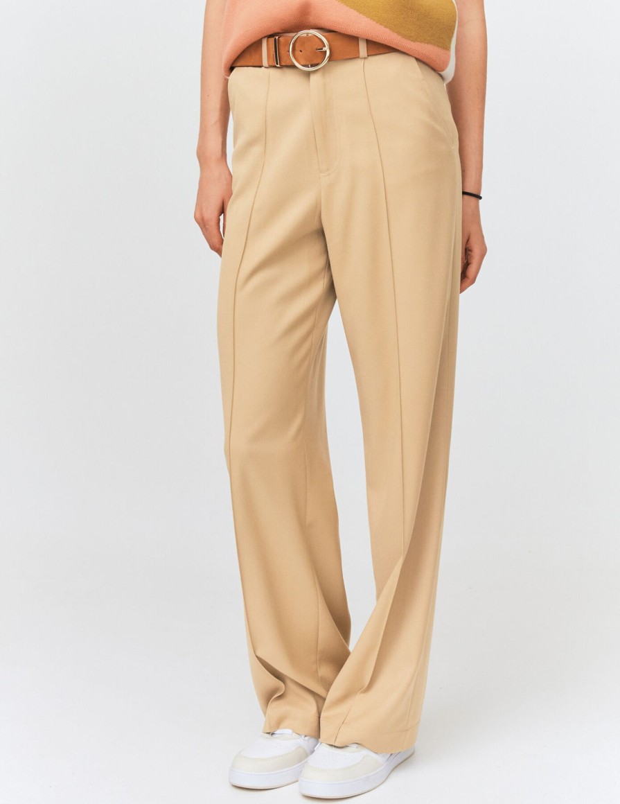 Femme BZB Pantalon | Pantalon Tailleur Beige