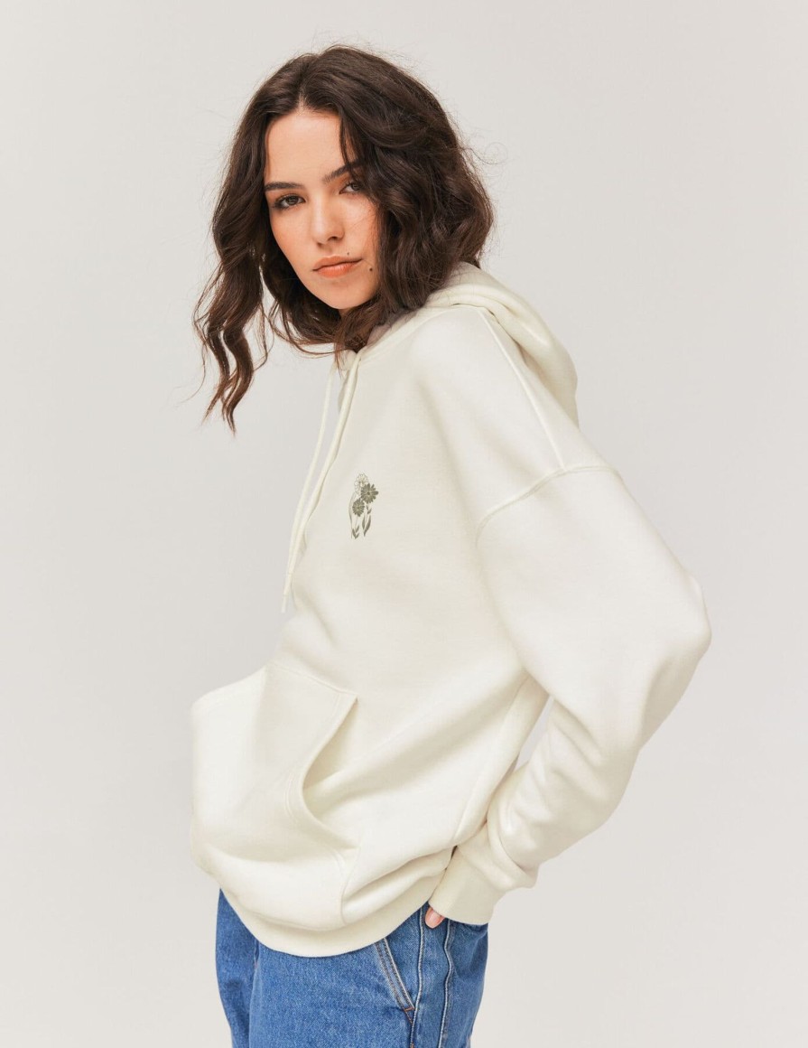 Femme BZB Sweat | Sweat Capuche Grunge Blanc