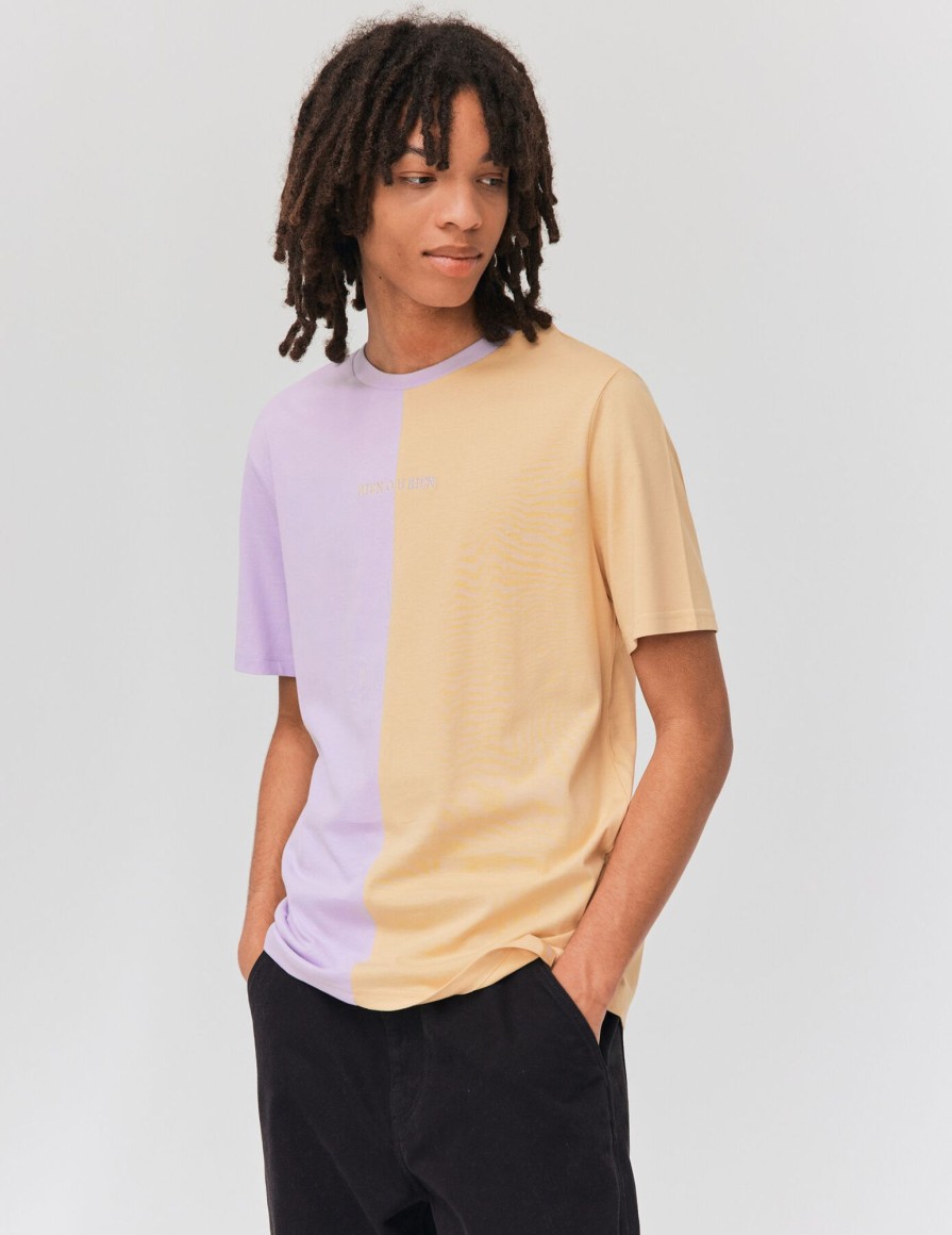 Homme BZB Tee-Shirt | T-Shirt Colorblock Brode Peche