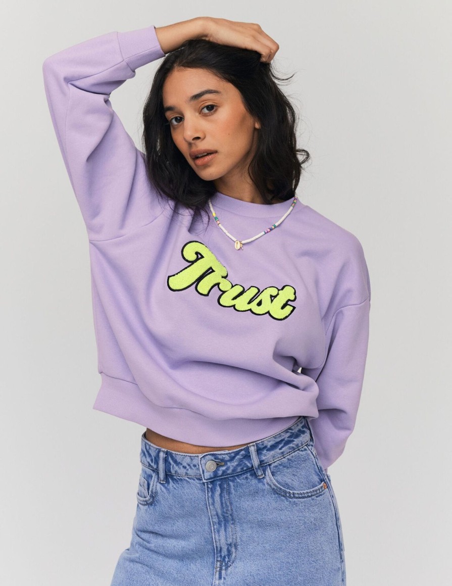 Femme BZB Sweat | Sweat Col Rond Brode Lila